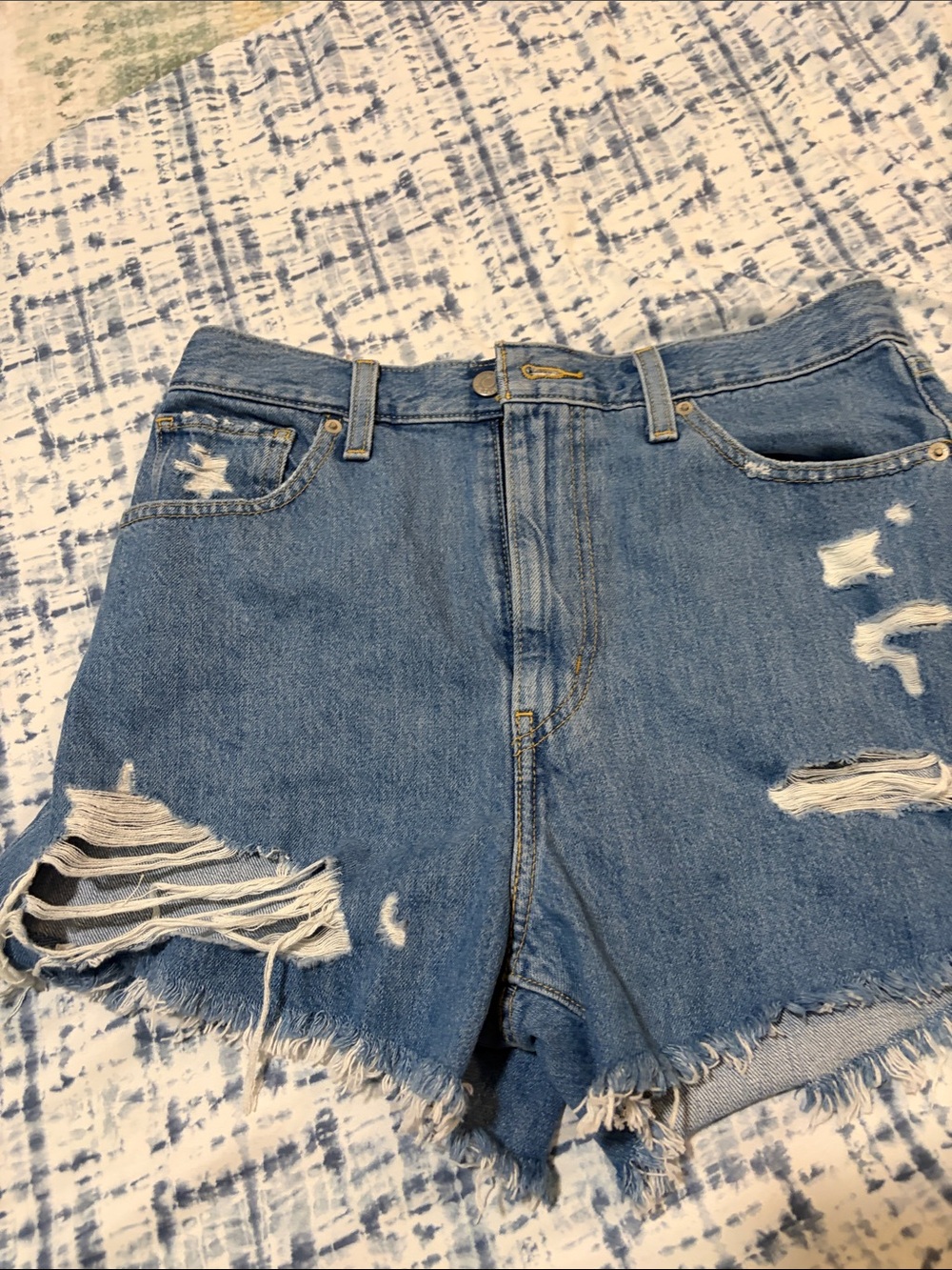 Levi's Distressed Light Blue Denim Shorts